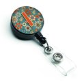 Carolines Treasures Letter I Flowers Retro Blue Retractable Badge Reel CJ2012-IBR